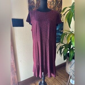 EUC Micheal KORSE RED DAMASK MIDI DRESS W SHORT SLEEVE ZIP BACK SZ 2X